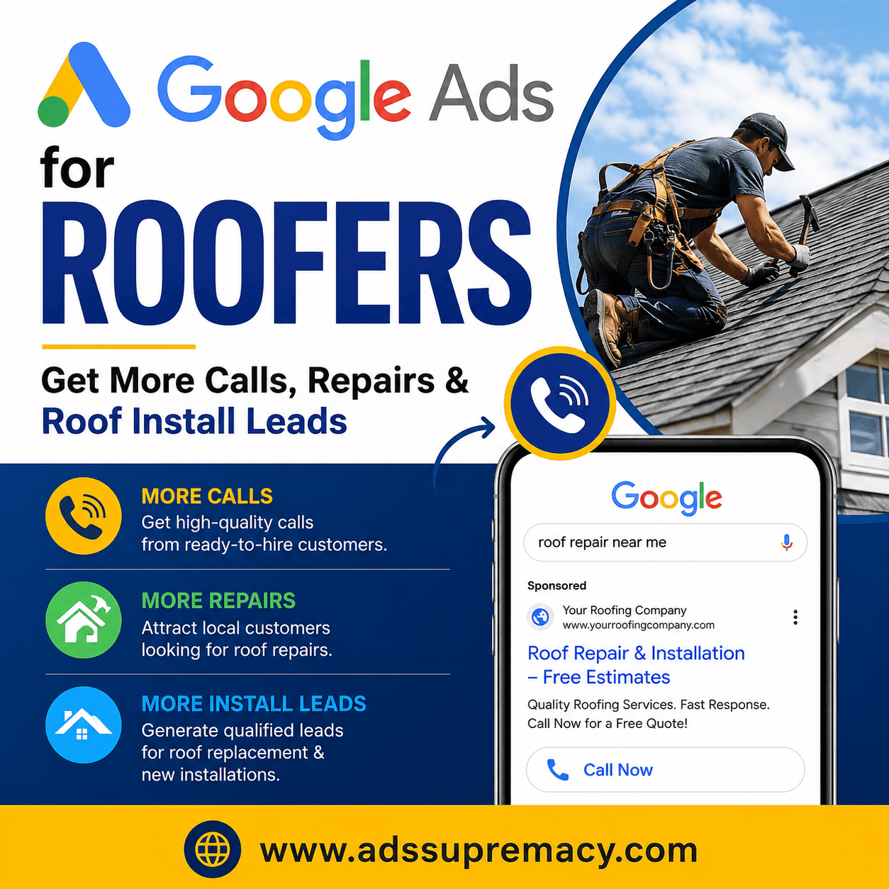 Google Ads for Roofers – Get More Calls, Repairs & Roof Install Leads